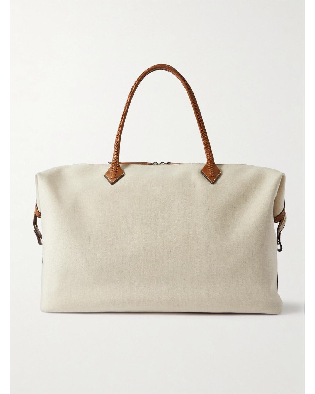 Metier Natural Vérité Weekend Leather-Trimmed Linen-Canvas Tote