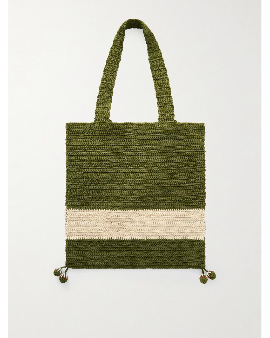 Bode Green Marsh Embellished Crochet-Knit Cotton Tote