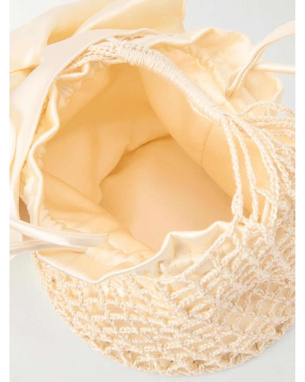 Magda Butrym Natural Devana Mini Leather-Trimmed Silk And Cotton-Blend Knitted Top-Handle Bag