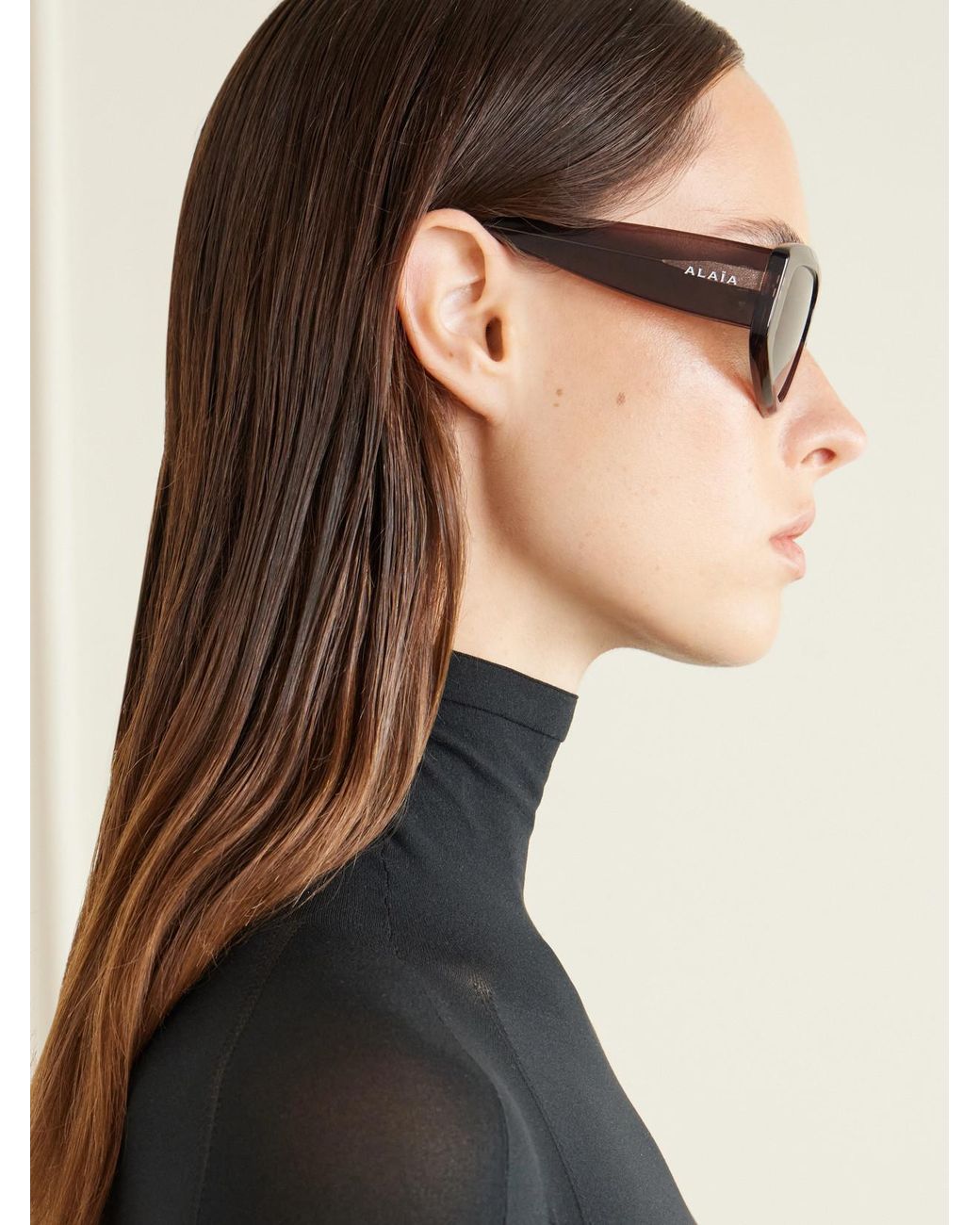 Alaïa Brown Mask D-Frame Recycled-Acetate Sunglasses