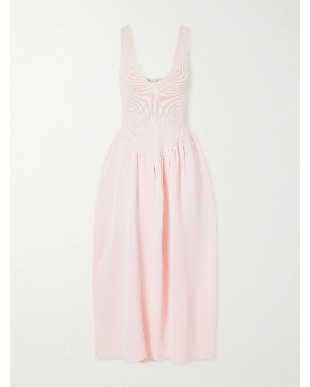 Altuzarra Pink Lollie Ribbed And Woven Midi Dress