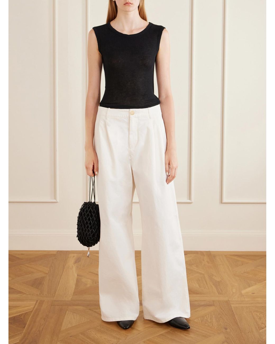 James Perse Black Ribbed Cotton And Cashmere-Blend Tank