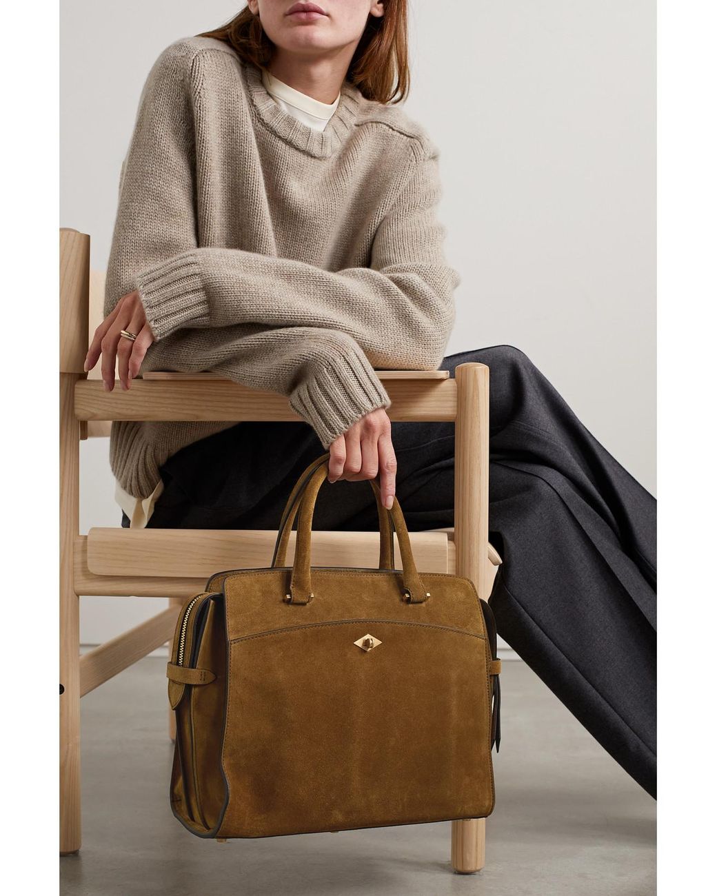 Metier Brown Private Eye Slim Suede Tote