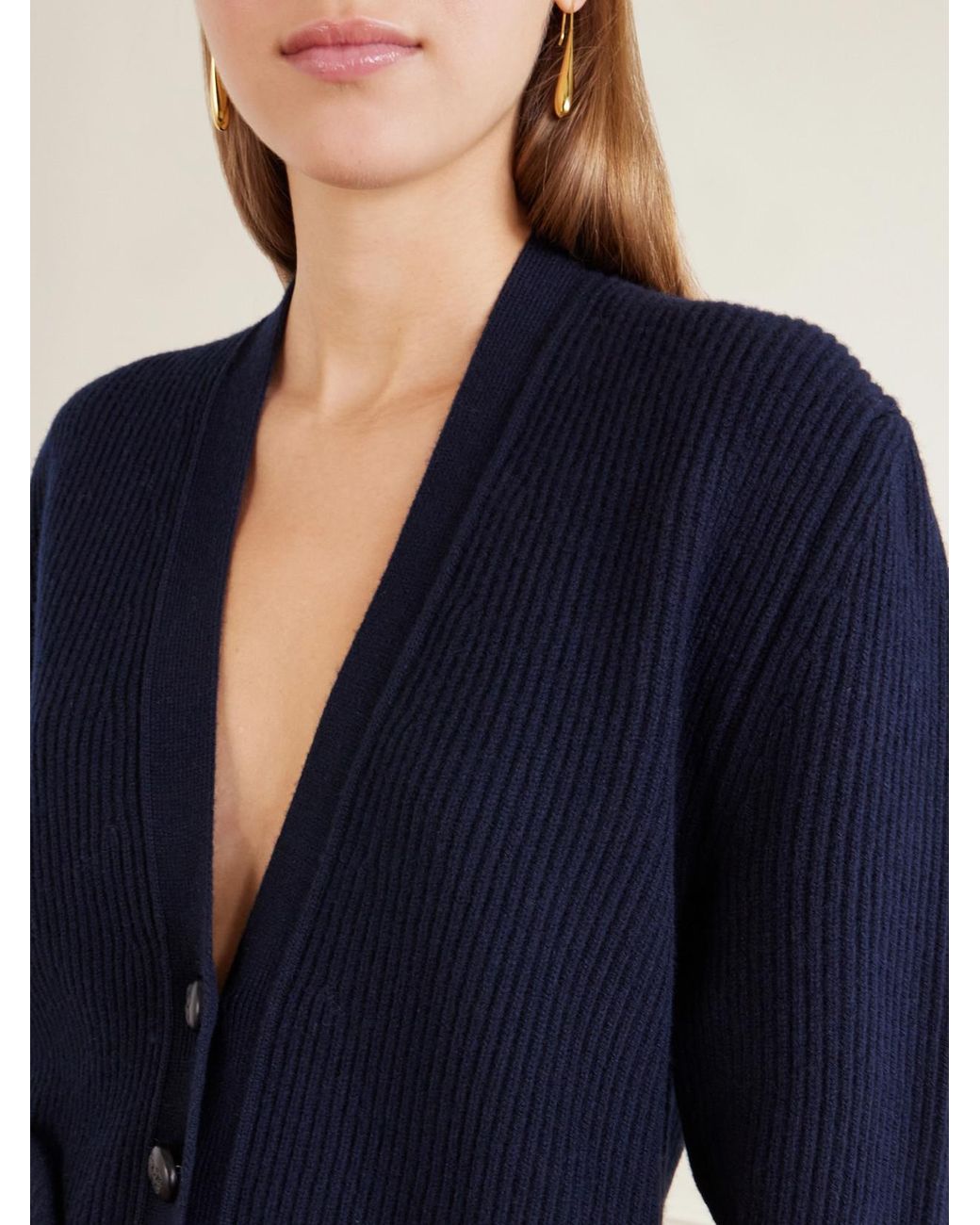 Blazé Milano Blue Ribbed Wool And Cashmere-Blend Cardigan