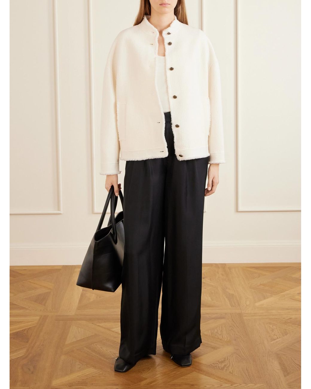 Max Mara Natural Palmizi Fringed Wool-Bouclé Jacket