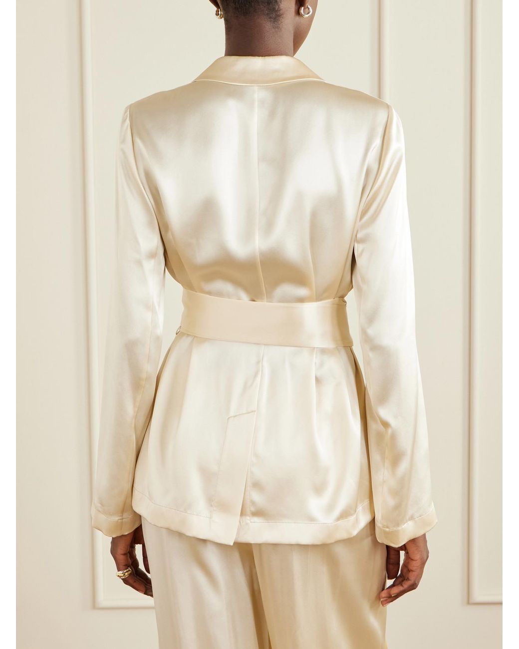 Joseph Natural Archer Belted Silk-Satin Jacket