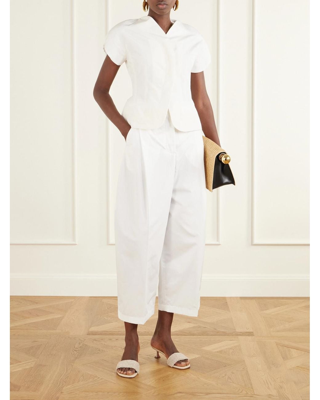 Jacquemus White La Veste Ovalo Faille Blazer