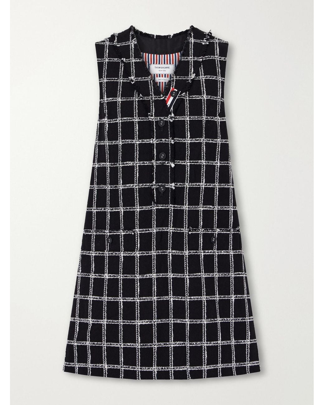Thom Browne Black Houndstooth Wool-Blend Mini Dress