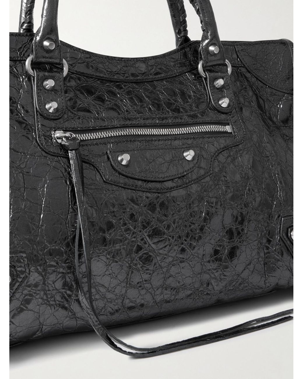 Balenciaga Black Le City Medium Textured-Leather Tote