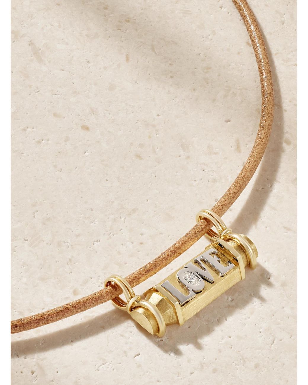 Marie Lichtenberg Natural Love Smash Locket 18-Karat And, Diamond And Leather Necklace