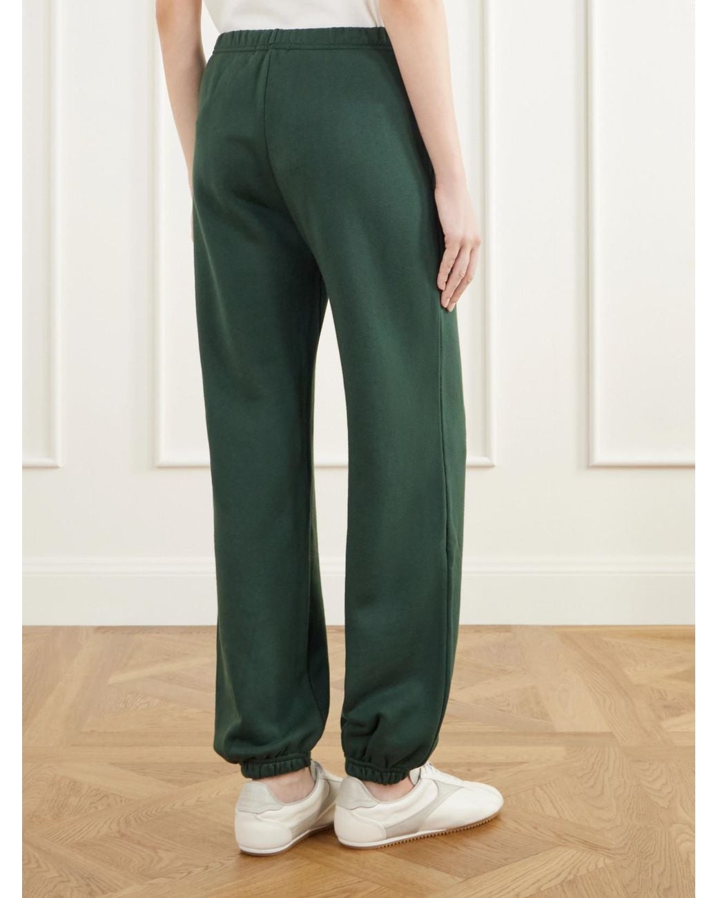 ÉTERNE Green Logo-Embroidered French Cotton And Modal-Blend Terry Tapered Track Pants