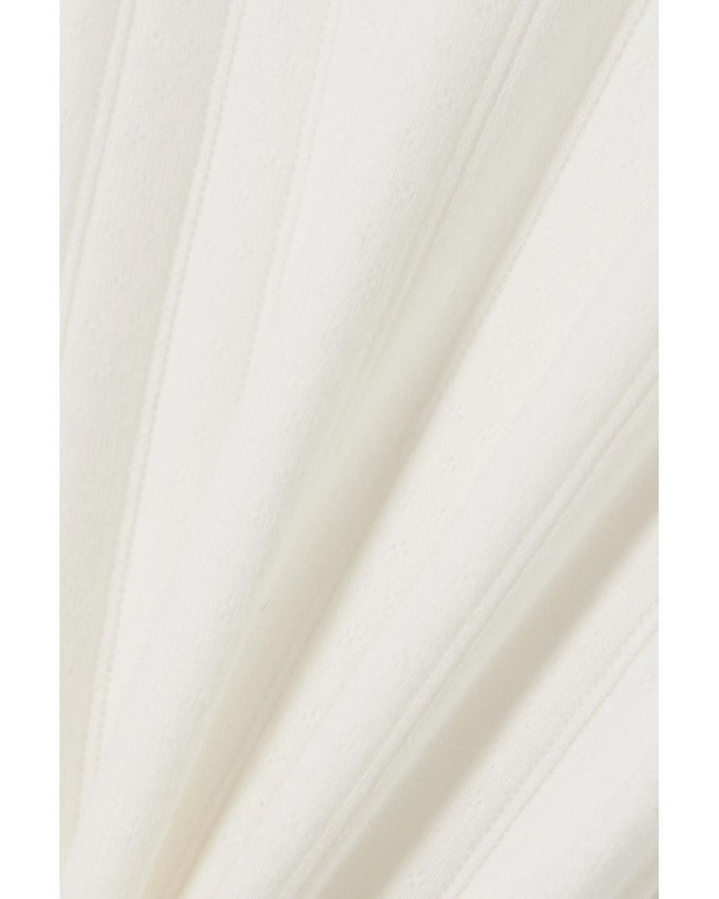 Leset White Pointelle-Knit Cotton-Jersey Top