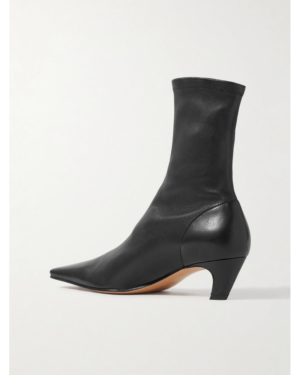 Khaite Black Arizona Leather Ankle Boots