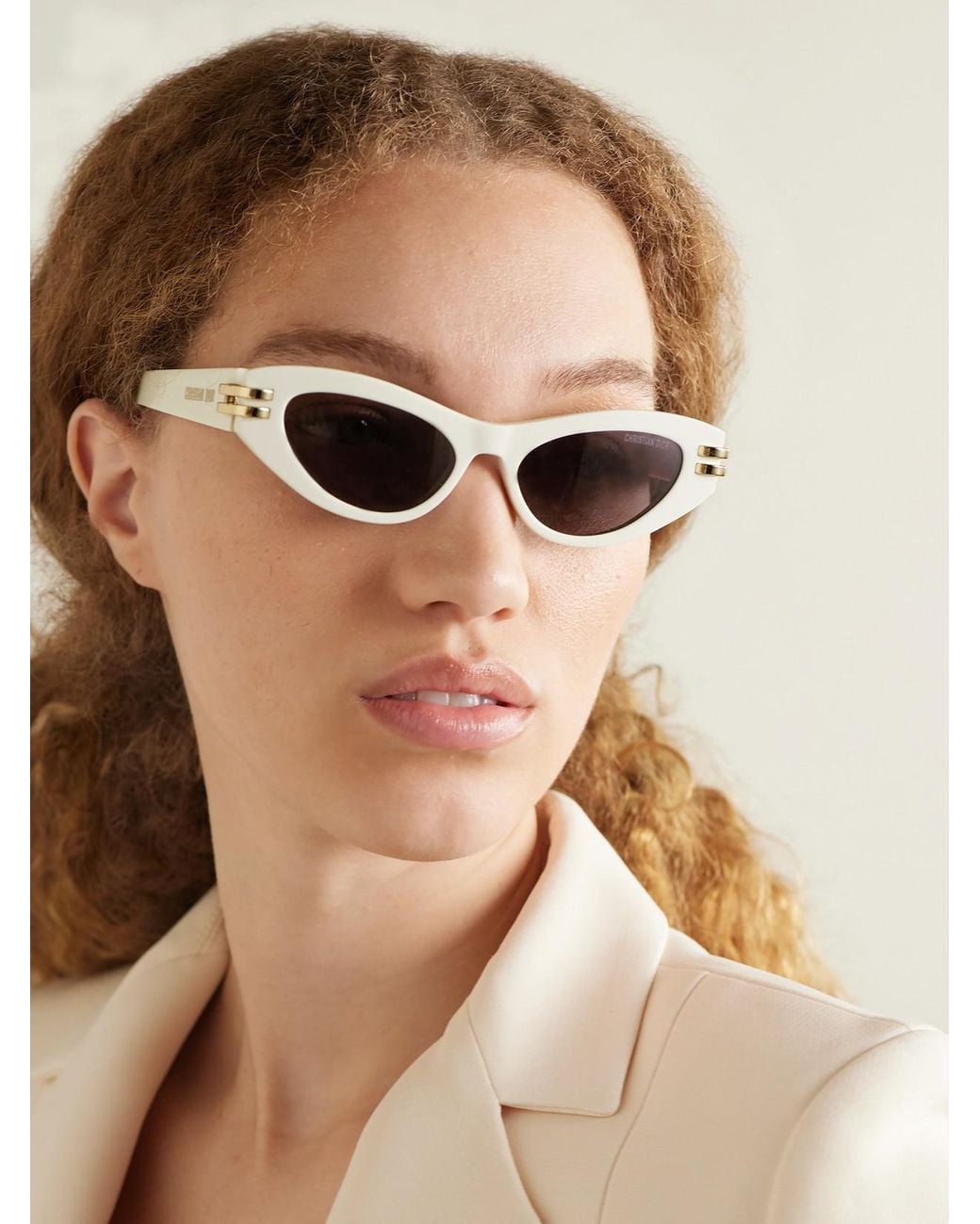 Dior White Cdior B1U Cat-Eye Acetate And-Tone Sunglasses