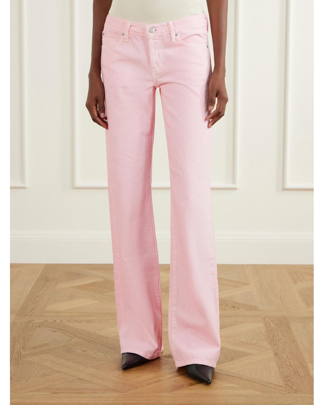 FRAME Pink The Regenerative Low-Rise Wide-Leg Jeans
