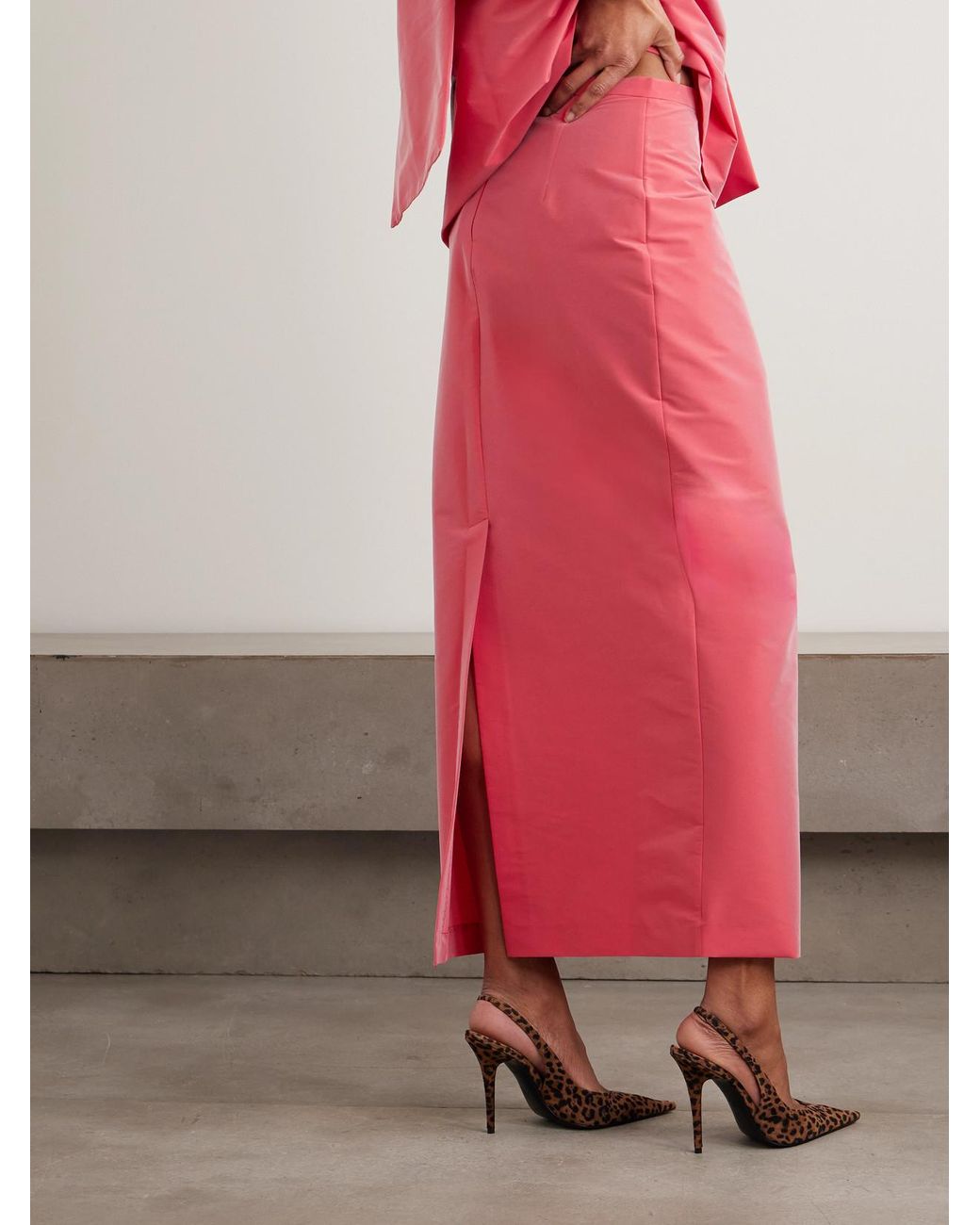 BERNADETTE Pink Norma Taffeta Maxi Skirt