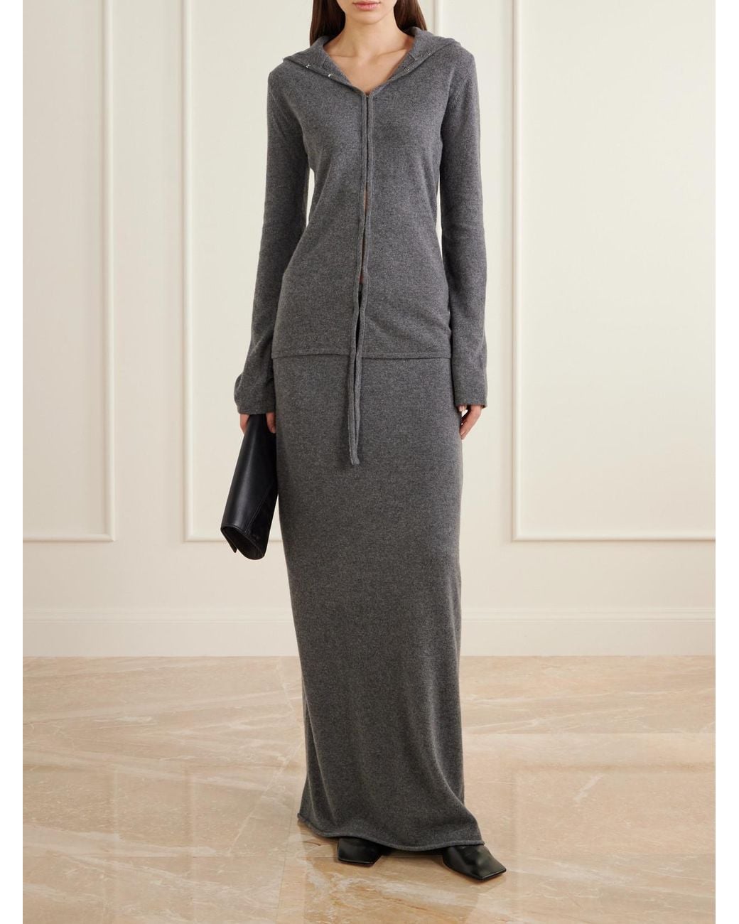 Colleen Allen Gray Hooded Merino Wool Cardigan