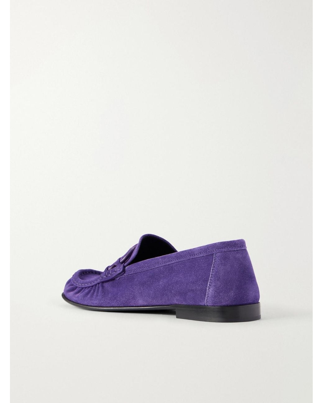 Loewe Purple Double L Suede Loafers