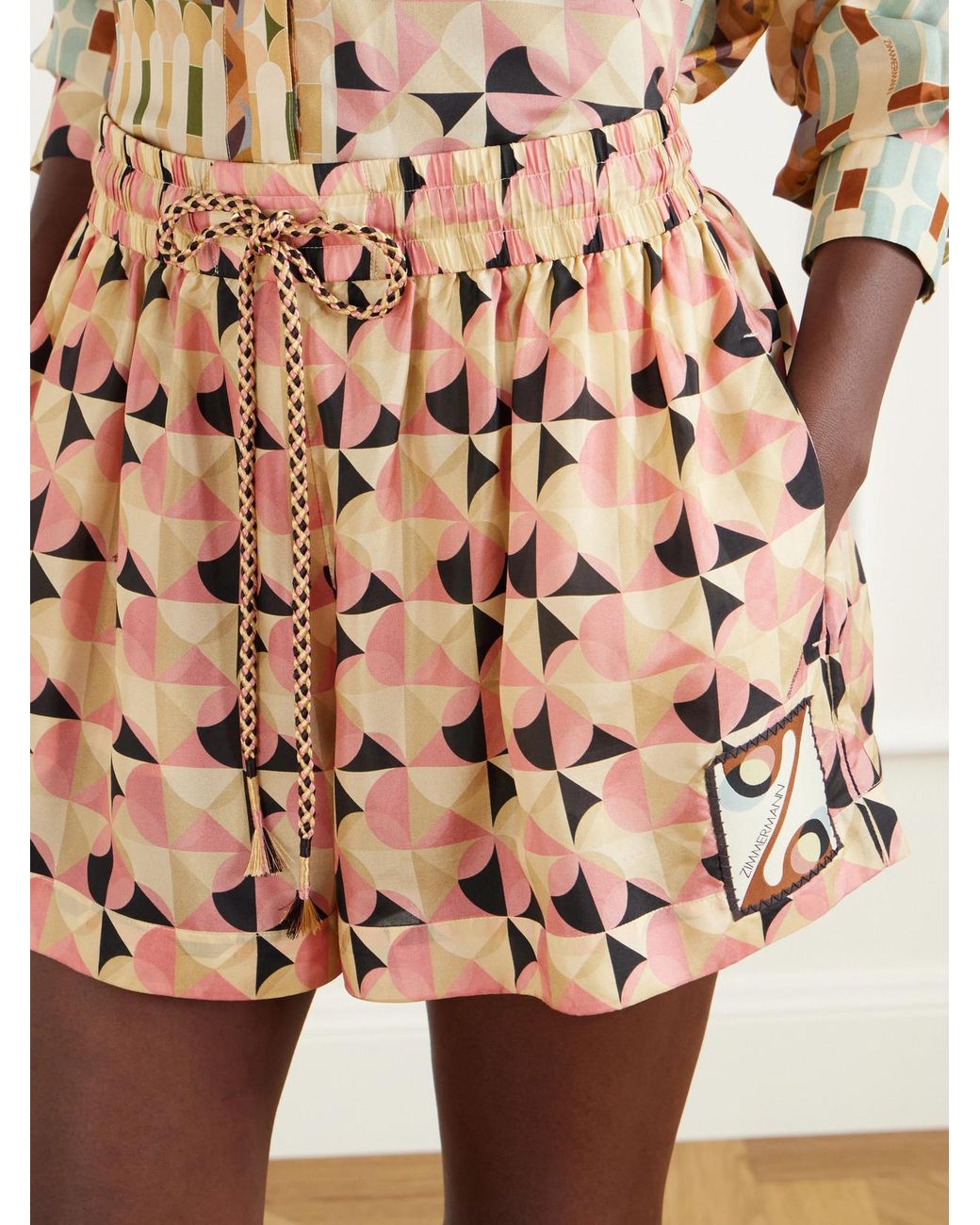 Zimmermann Natural Fairlight Printed Silk Shorts