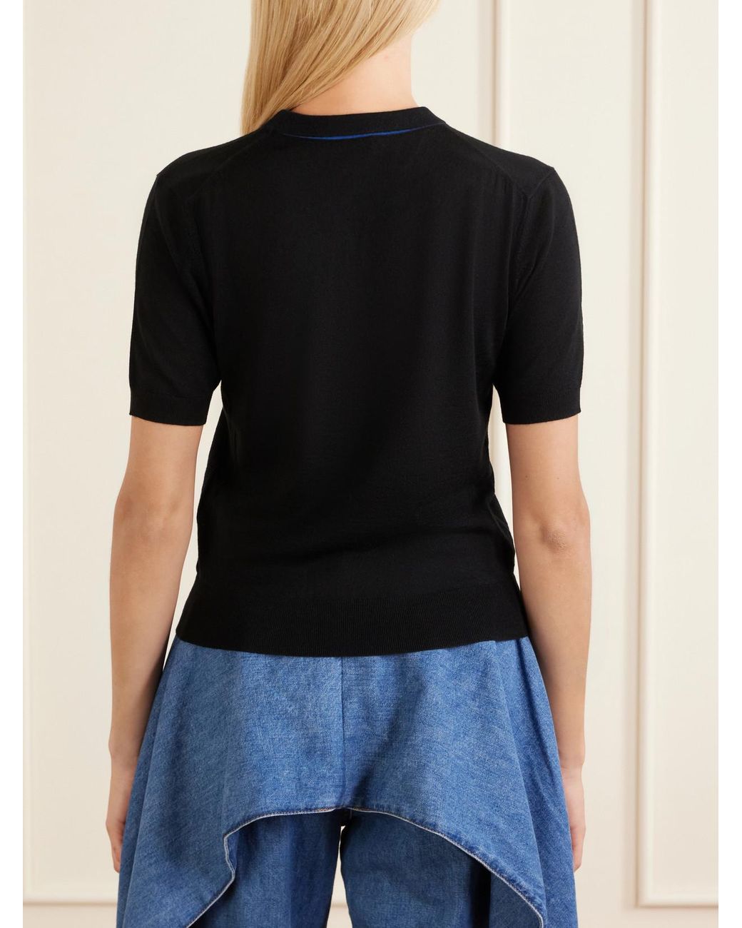 Loewe Black Anagram-Embroidered Wool-Blend Sweater
