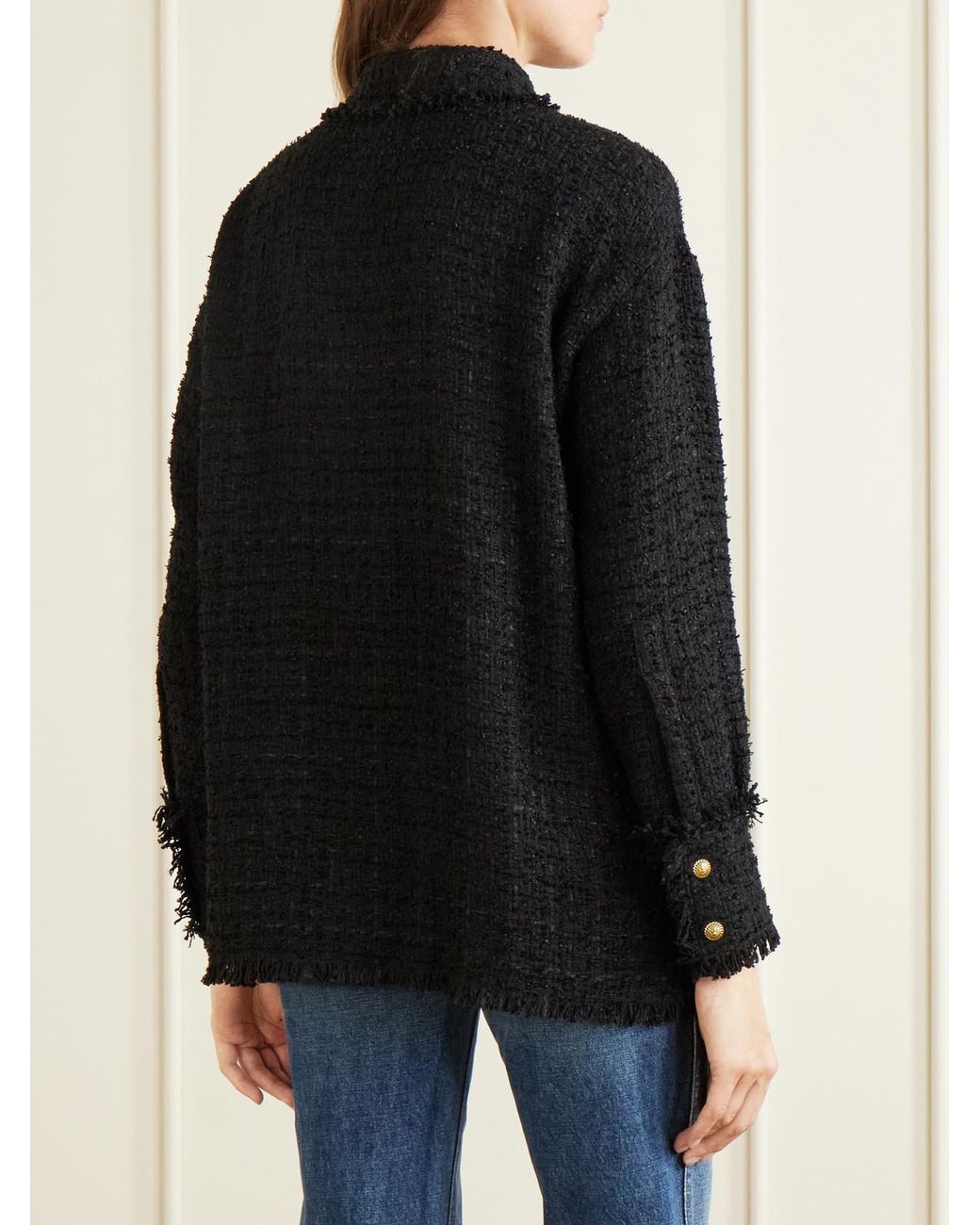 Balmain Black Cotton-Blend Tweed Shirt