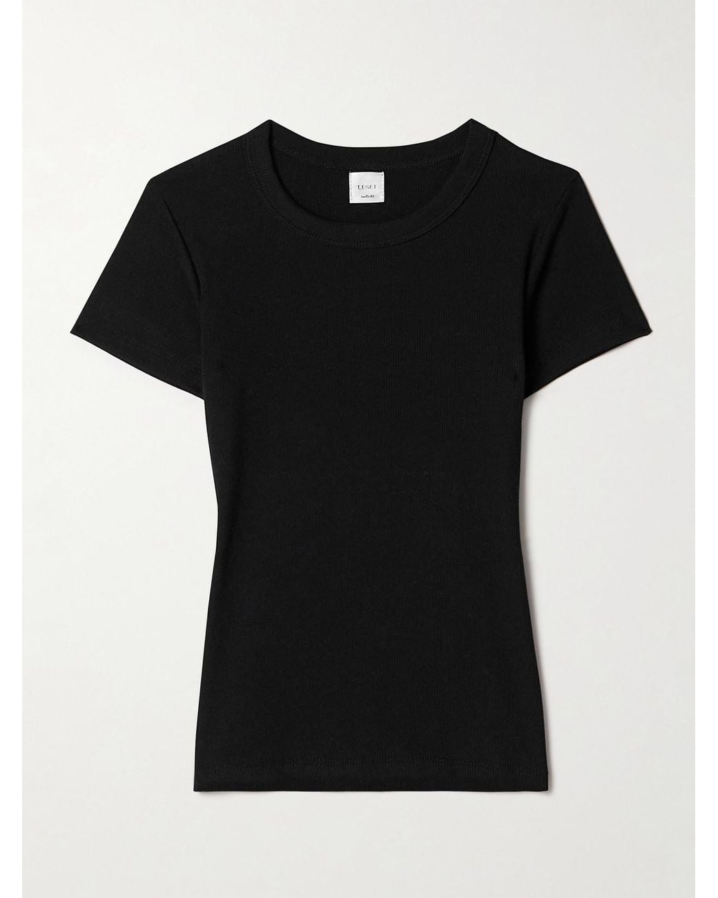 Leset Black Kelly Ribbed Cotton-Blend Jersey T-Shirt