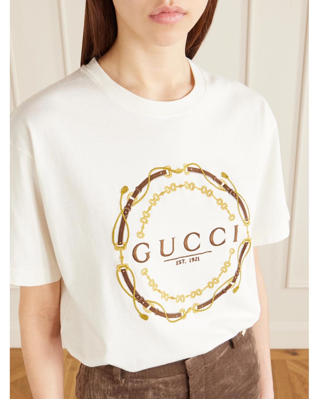 Gucci White Printed Jersey T-Shirt
