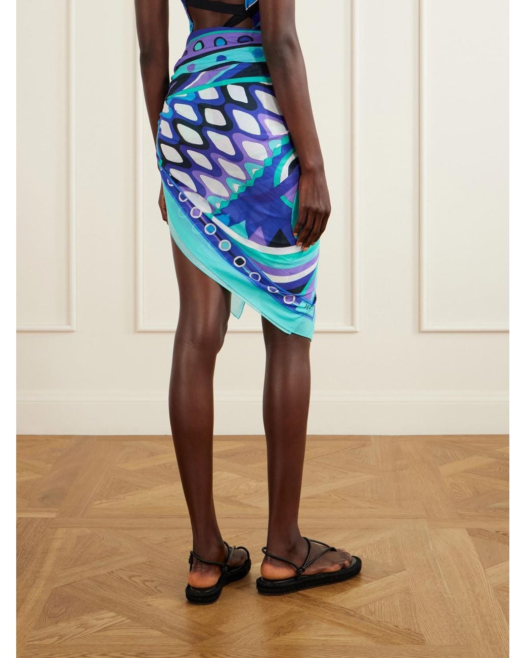 Emilio Pucci Blue Printed Cotton-Voile Pareo