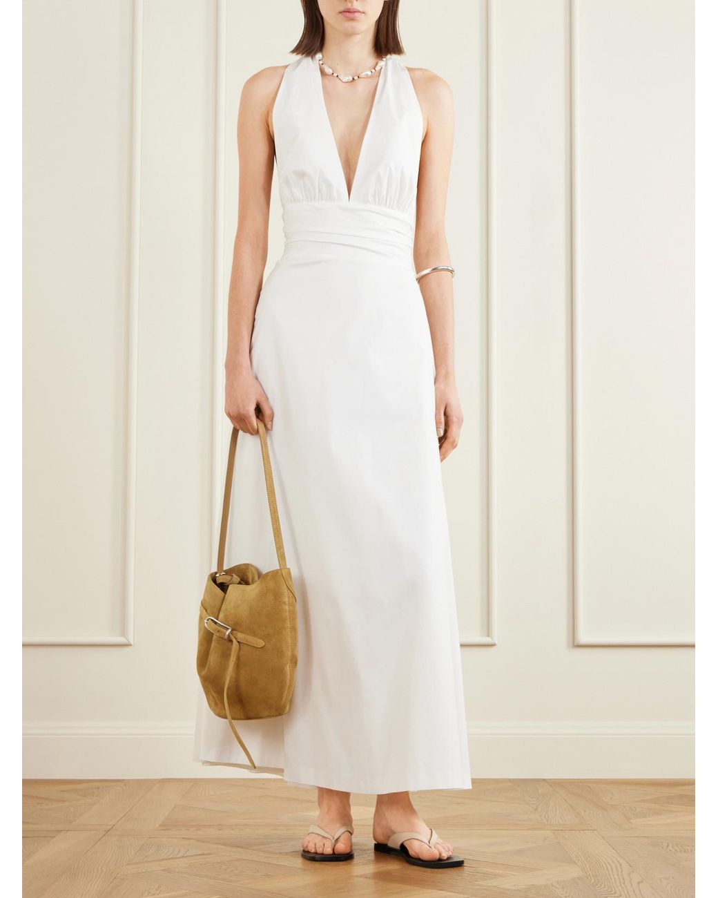 Liffner Metallic Belted Suede Bucket Bag