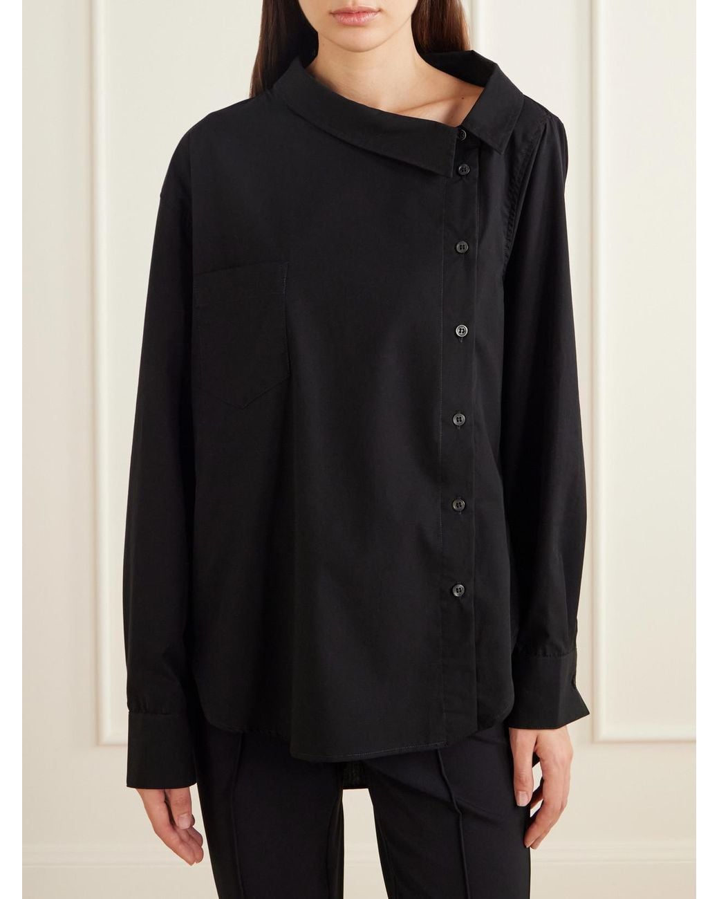 Jamie Haller Black The Asymmetry Cotton-Poplin Shirt