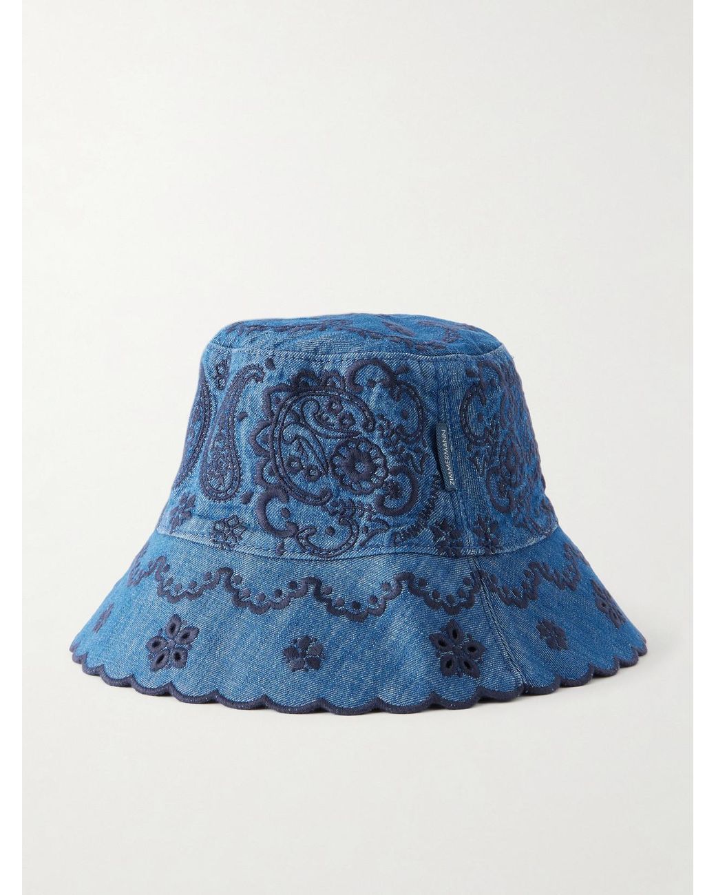 Zimmermann Blue Embroidered Denim Bucket Hat