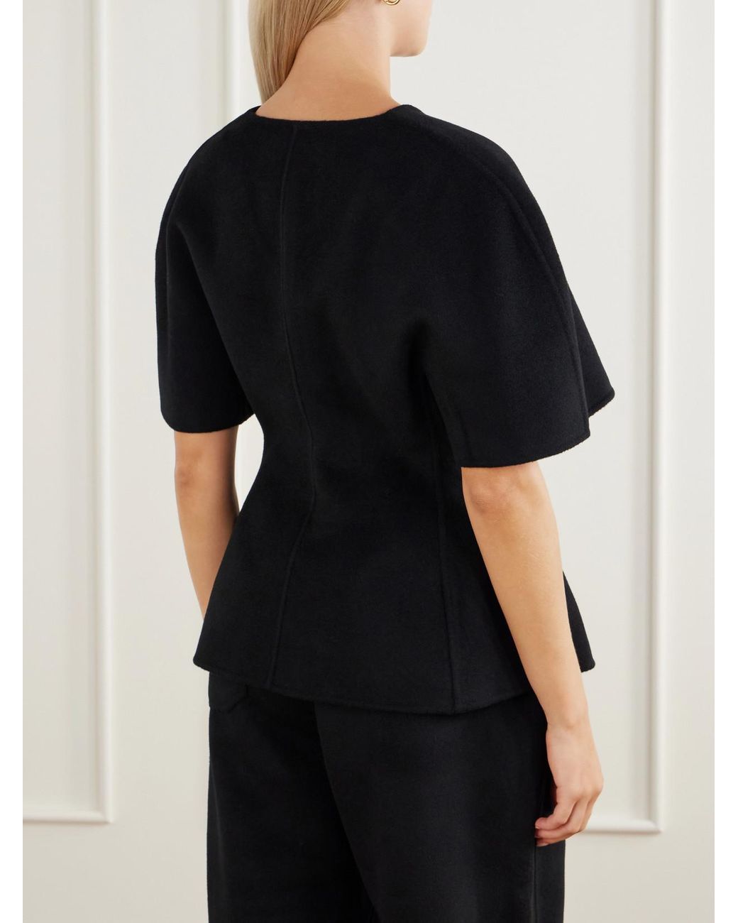 Lisa Yang Black Wool And Cashmere-Blend Blouse