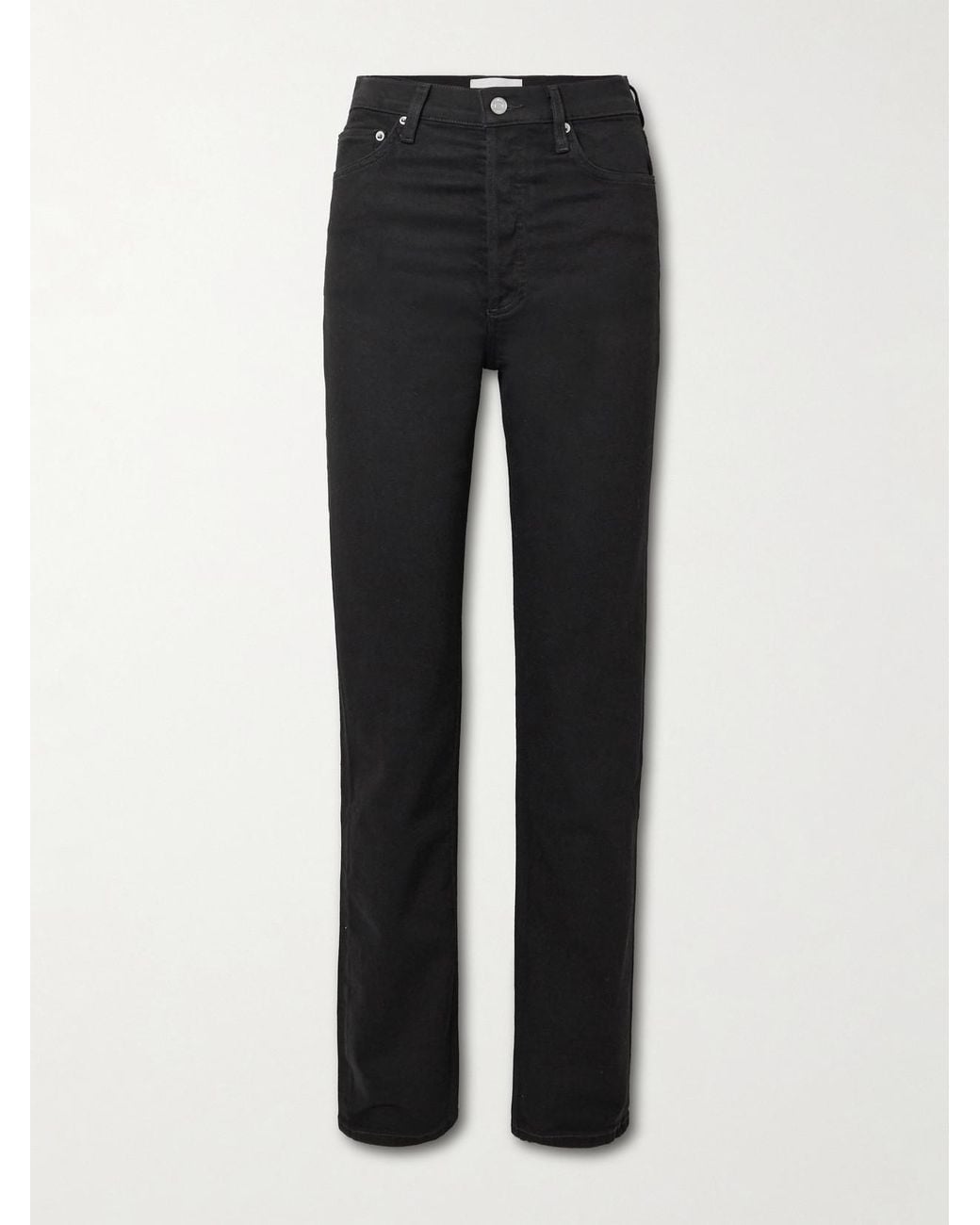 Agolde Black 90's Pinch Waist Long High-Rise Straight-Leg Jeans