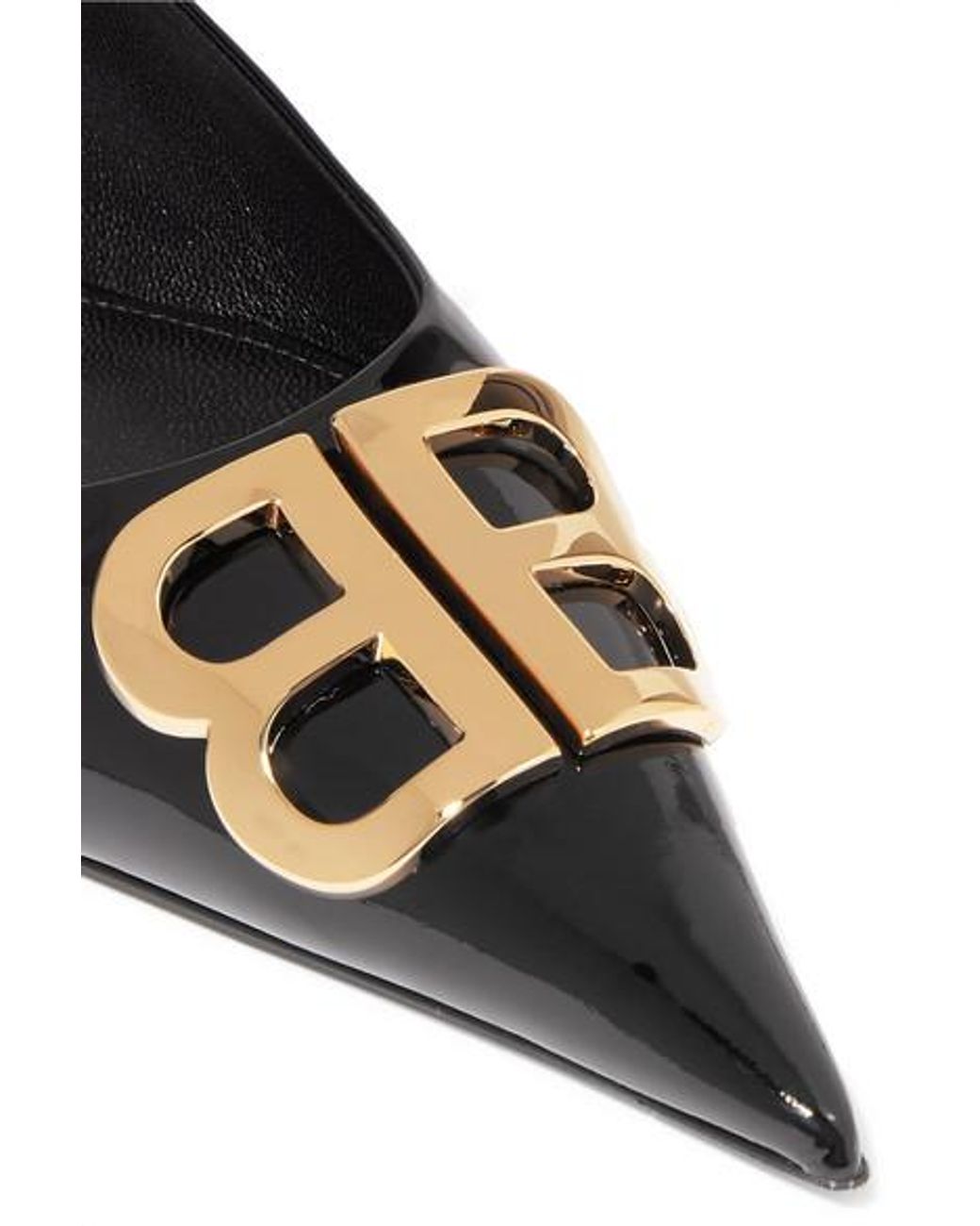 BALENCIAGA Square Knife BB logo-embellished patent-leather pumps