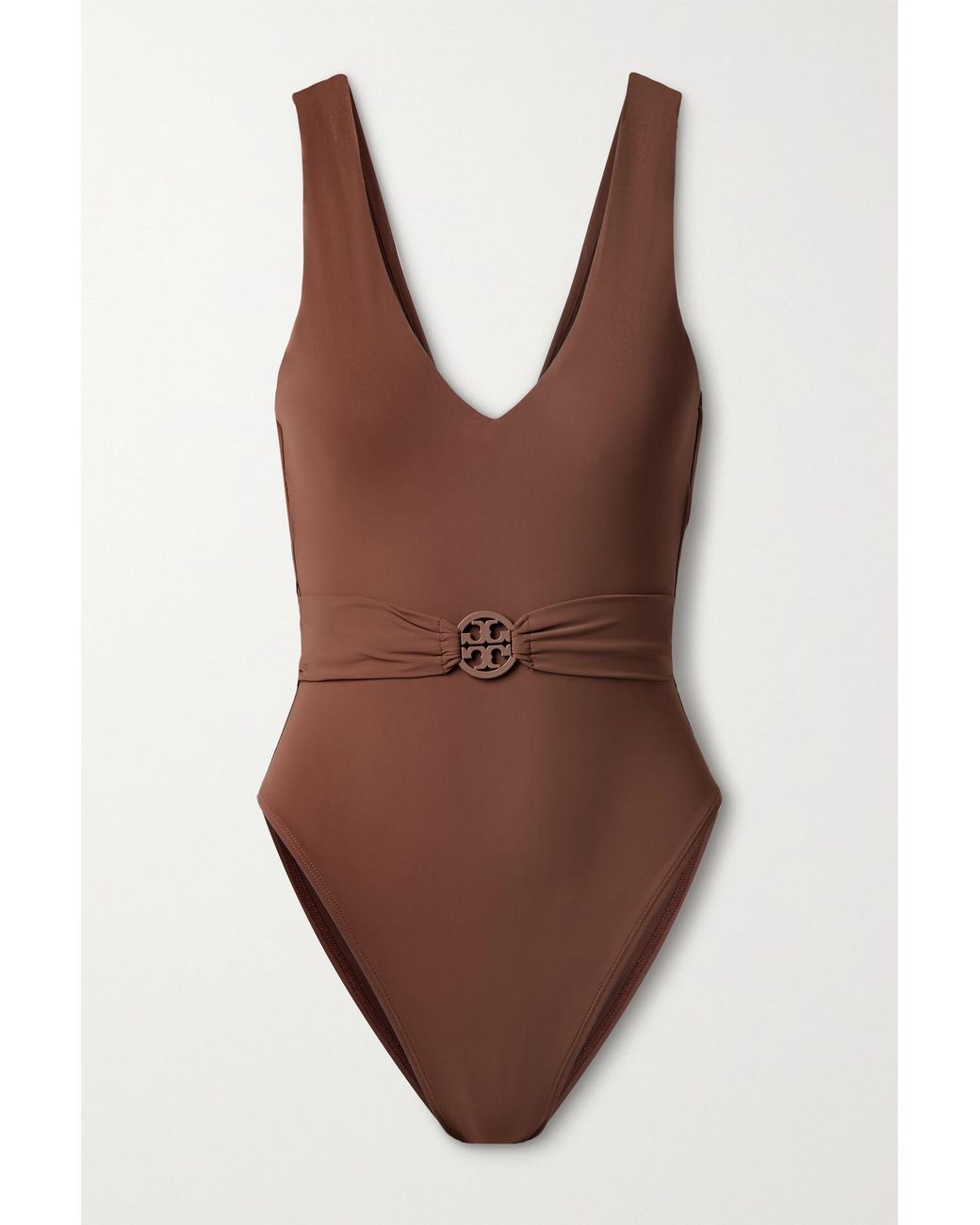 Tory Burch Miller Plunge Onepiece Swimsuit in Brown Lyst
