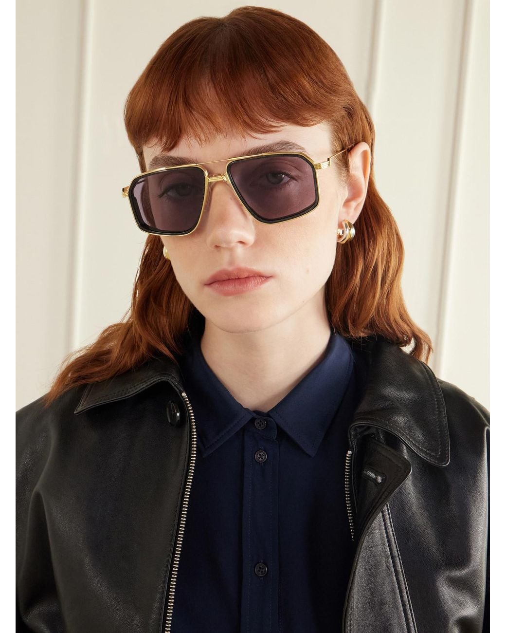 Jacques Marie Mage Metallic Jagger Aviator-Style Titanium Sunglasses