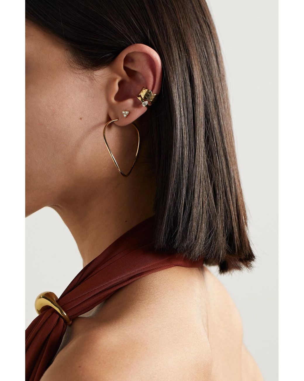 Anita Ko Natural Twisted 18-Karat Hoop Earrings
