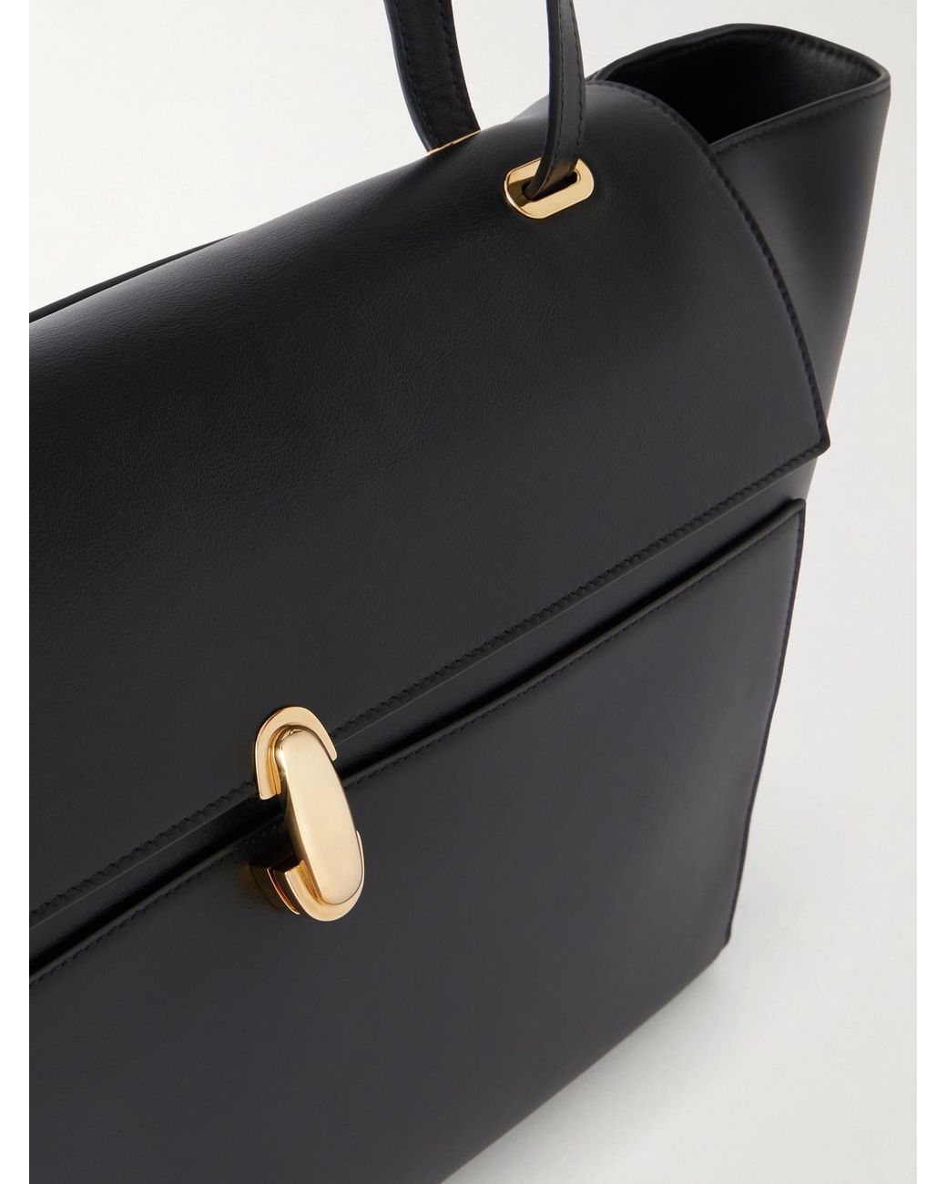 SAVETTE Black Trapeze Large Leather Shoulder Bag