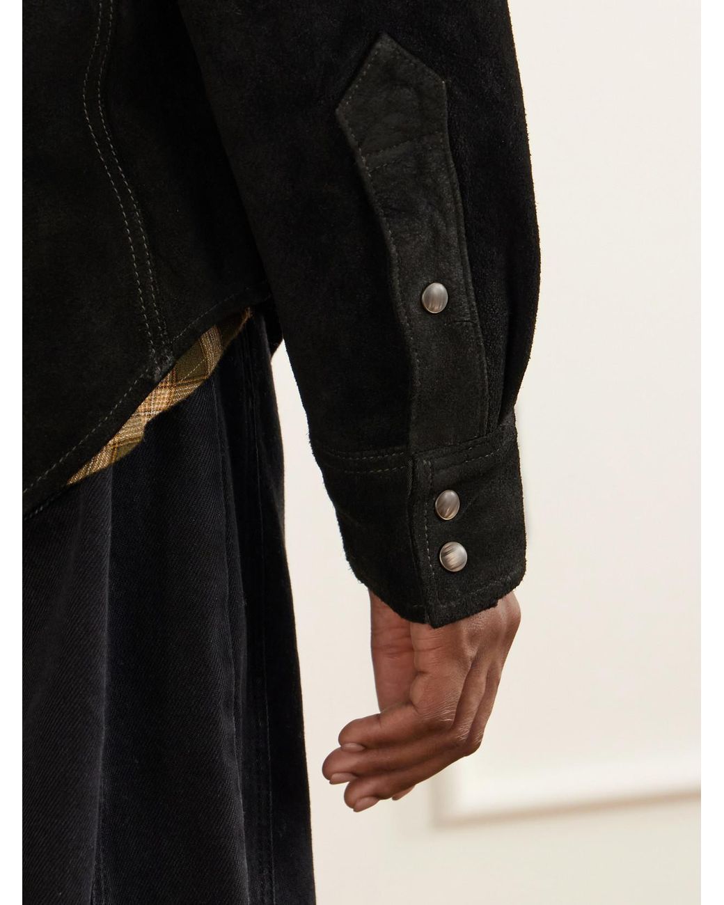 RRL Black Willett Paneled Suede Jacket