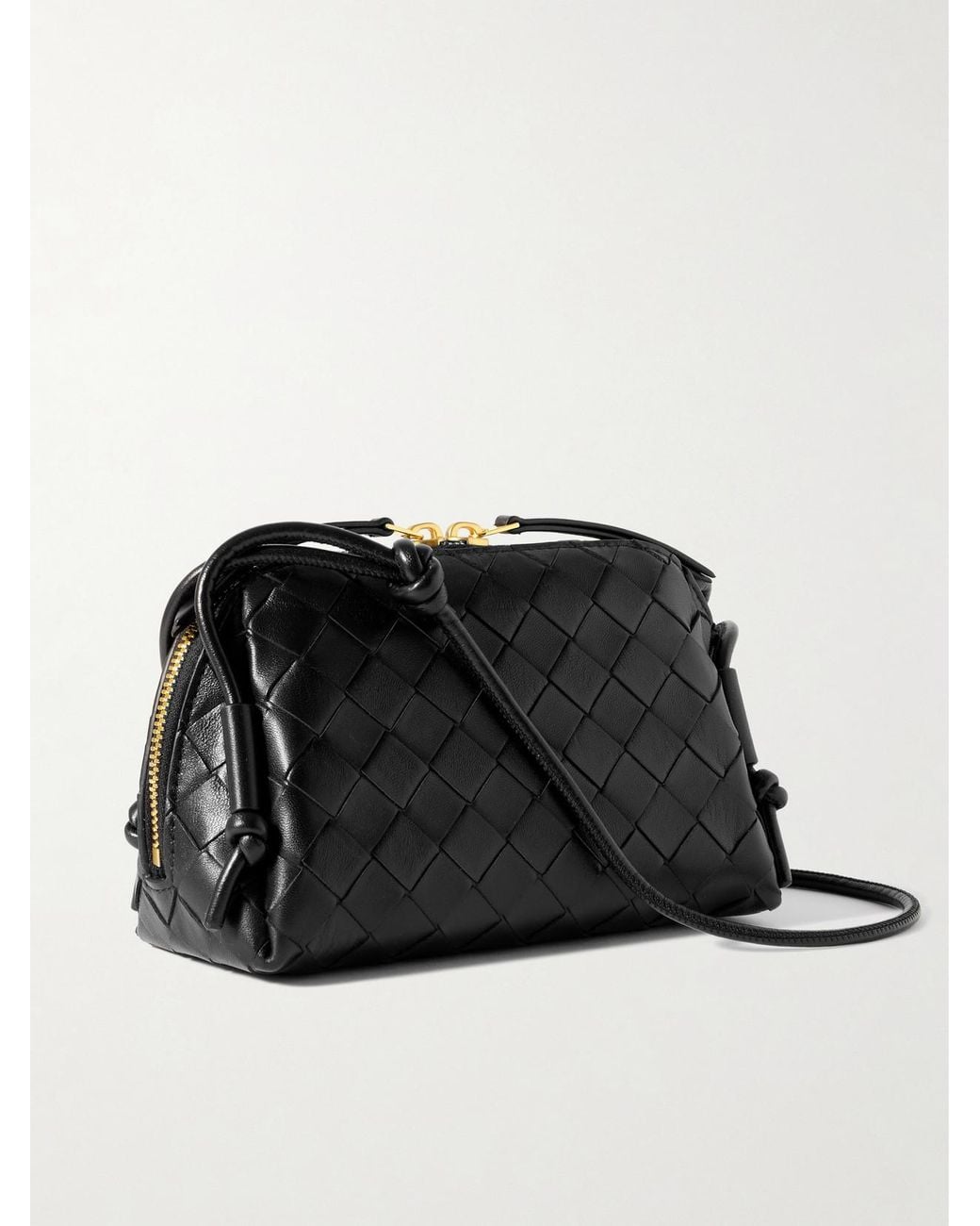 Bottega Veneta Black Concert Pouch Intrecciato Leather Shoulder Bag