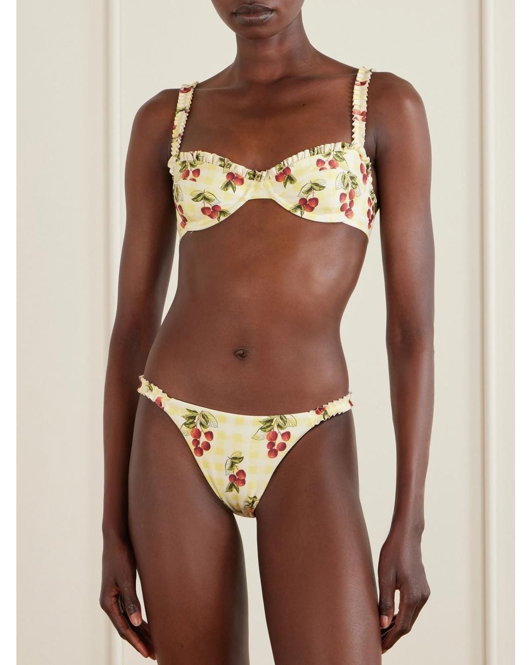 Agua Bendita Metallic Vera Printed Checked Bikini Briefs