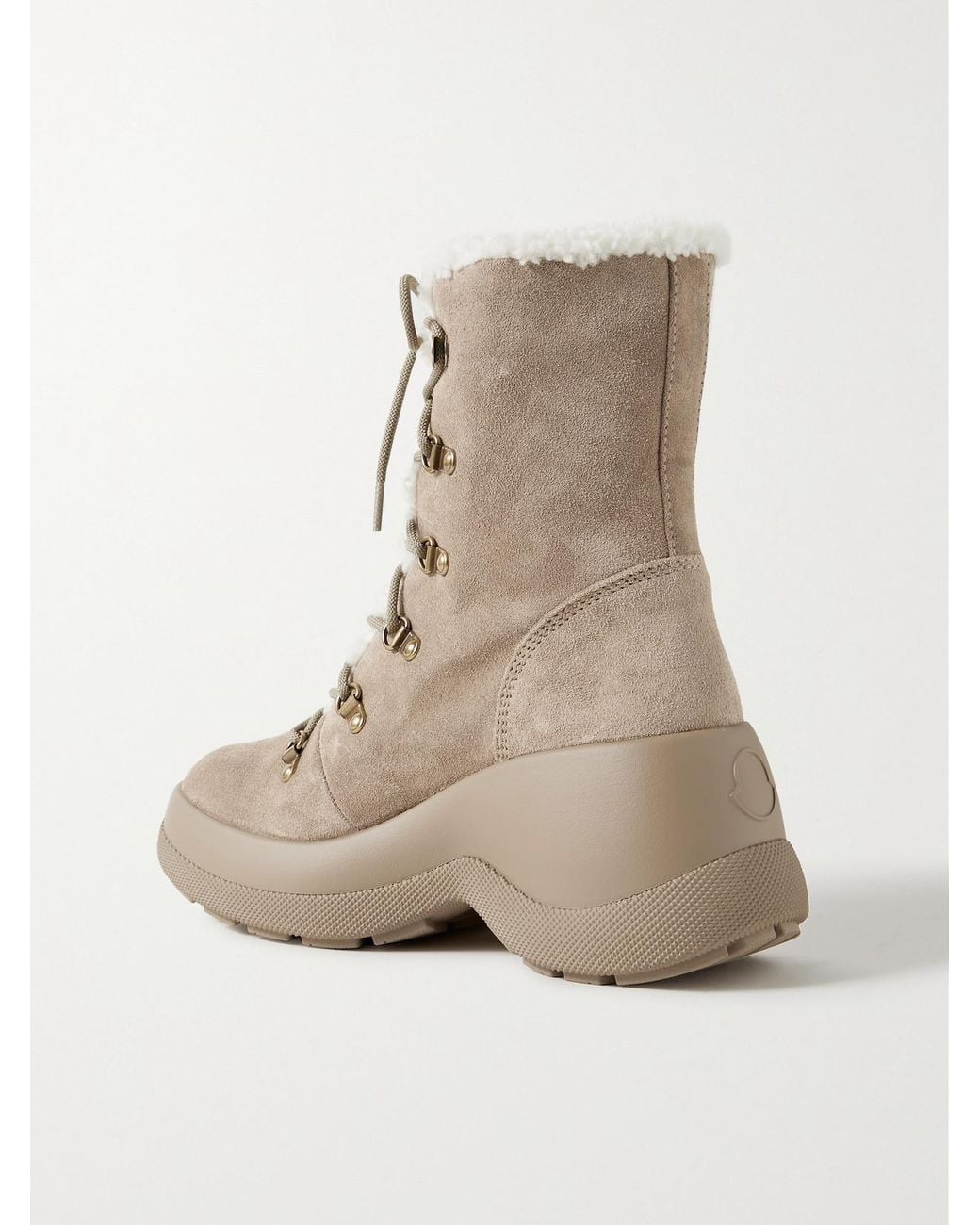 Moncler Natural Resile Trek Plush-Trimmed Suede Ankle Boots