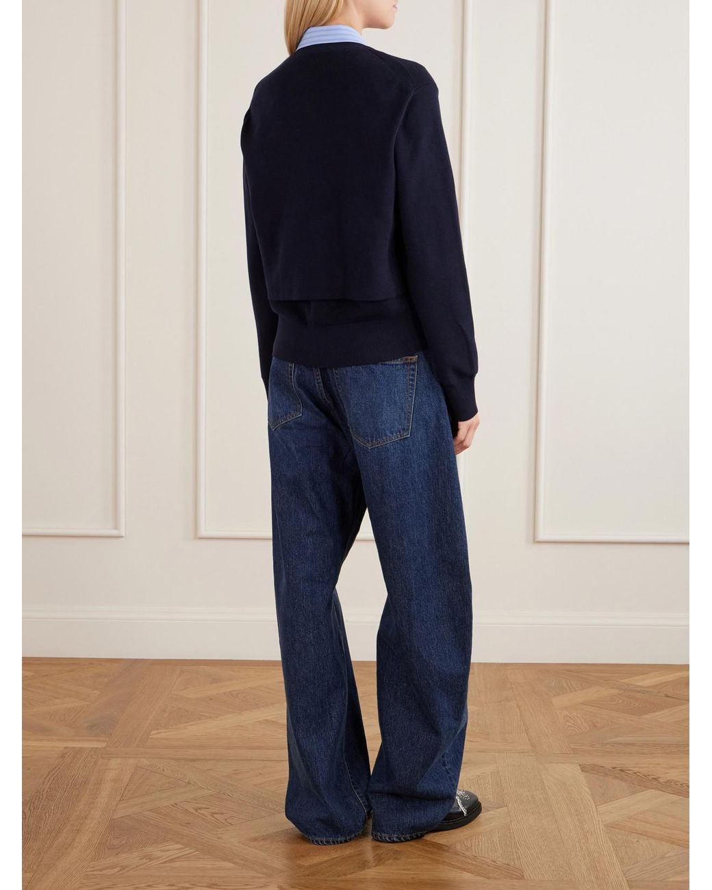 Sacai Blue Cotton-Poplin Cardigan