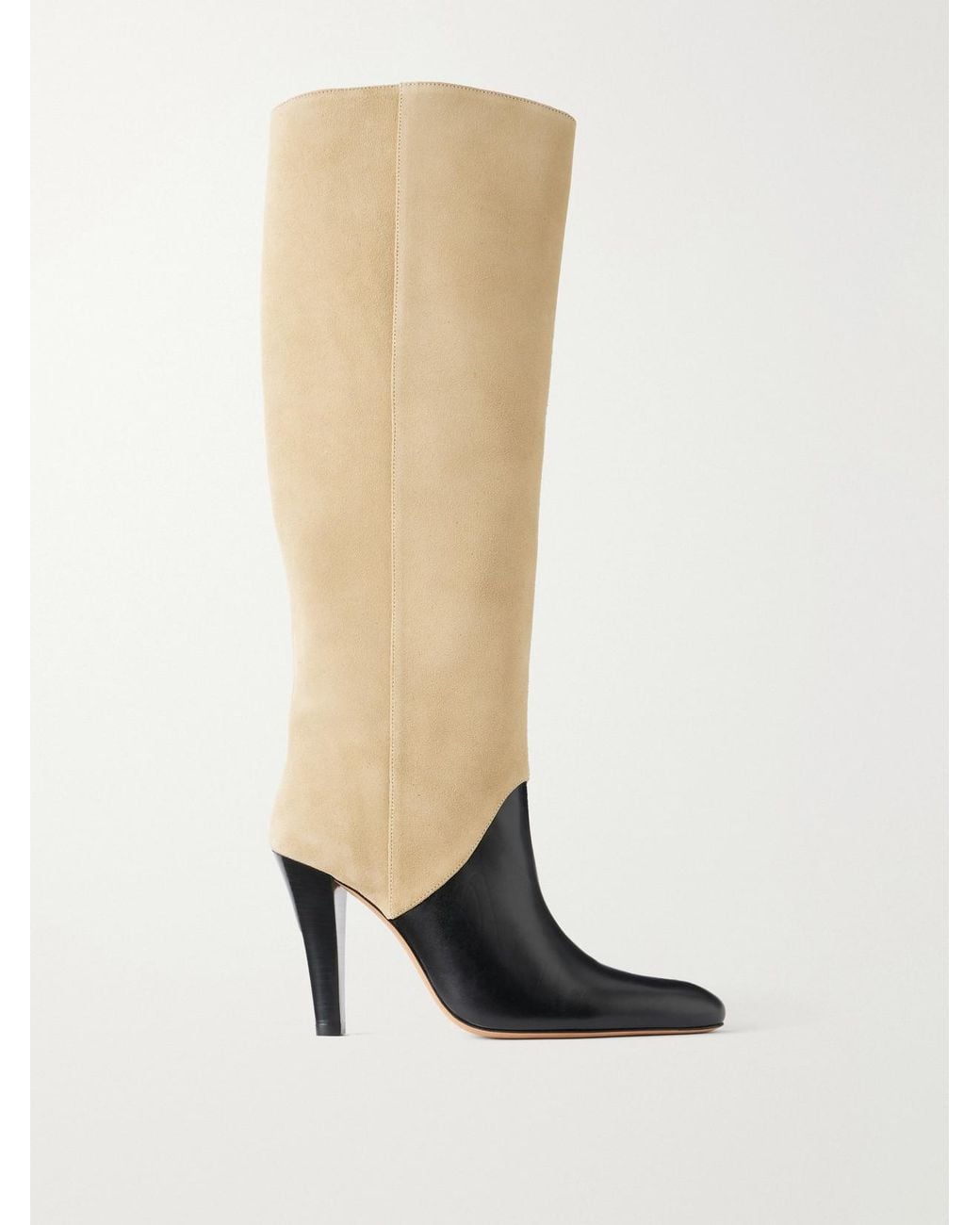Jude White Edita 100 Two-Tone Leather And Suede Knee Boots