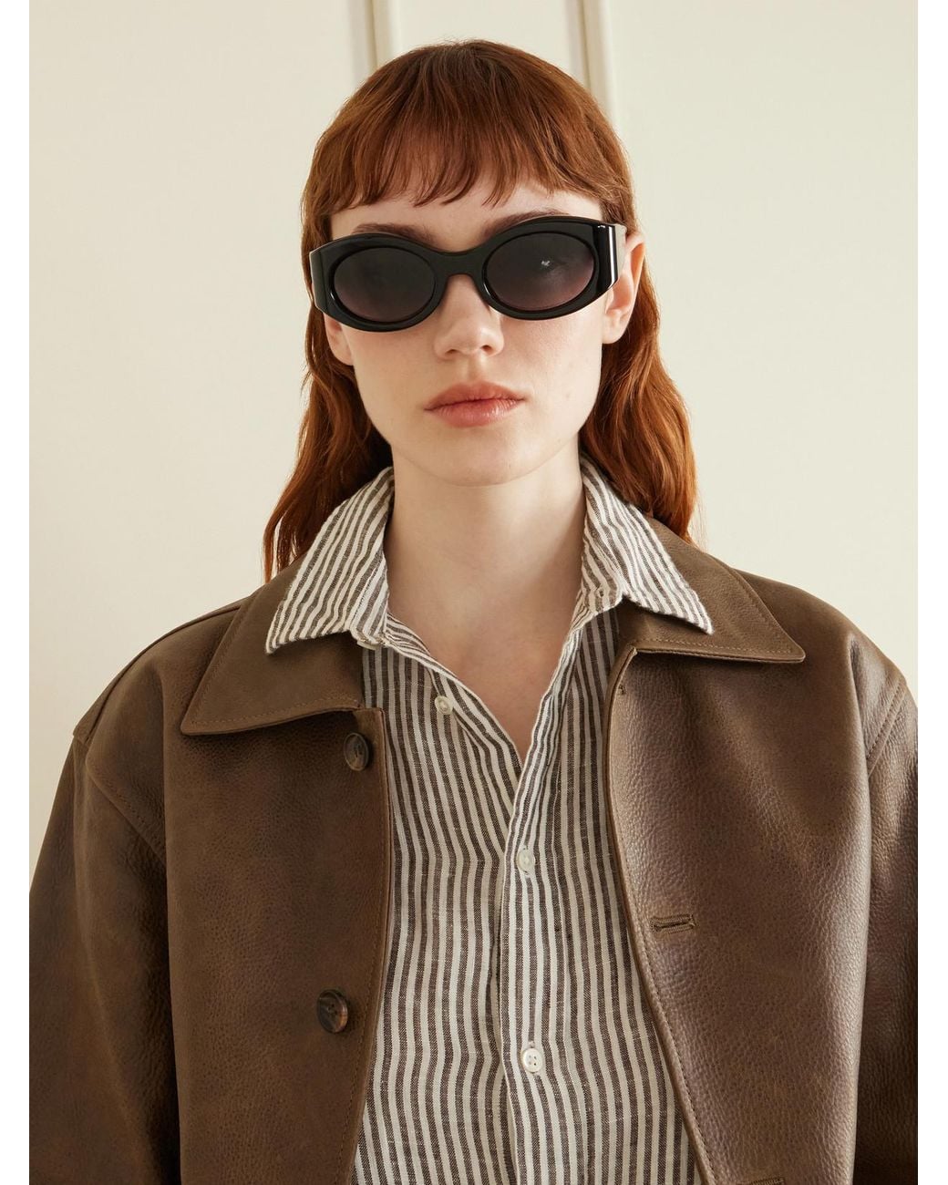 Jacques Marie Mage Black Gia Oversized Oval-Frame Acetate Sunglasses