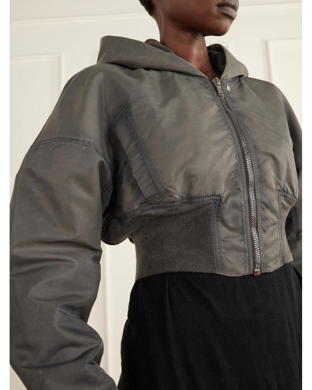Rick Owens Gray Padded Shell Bomber Jacket