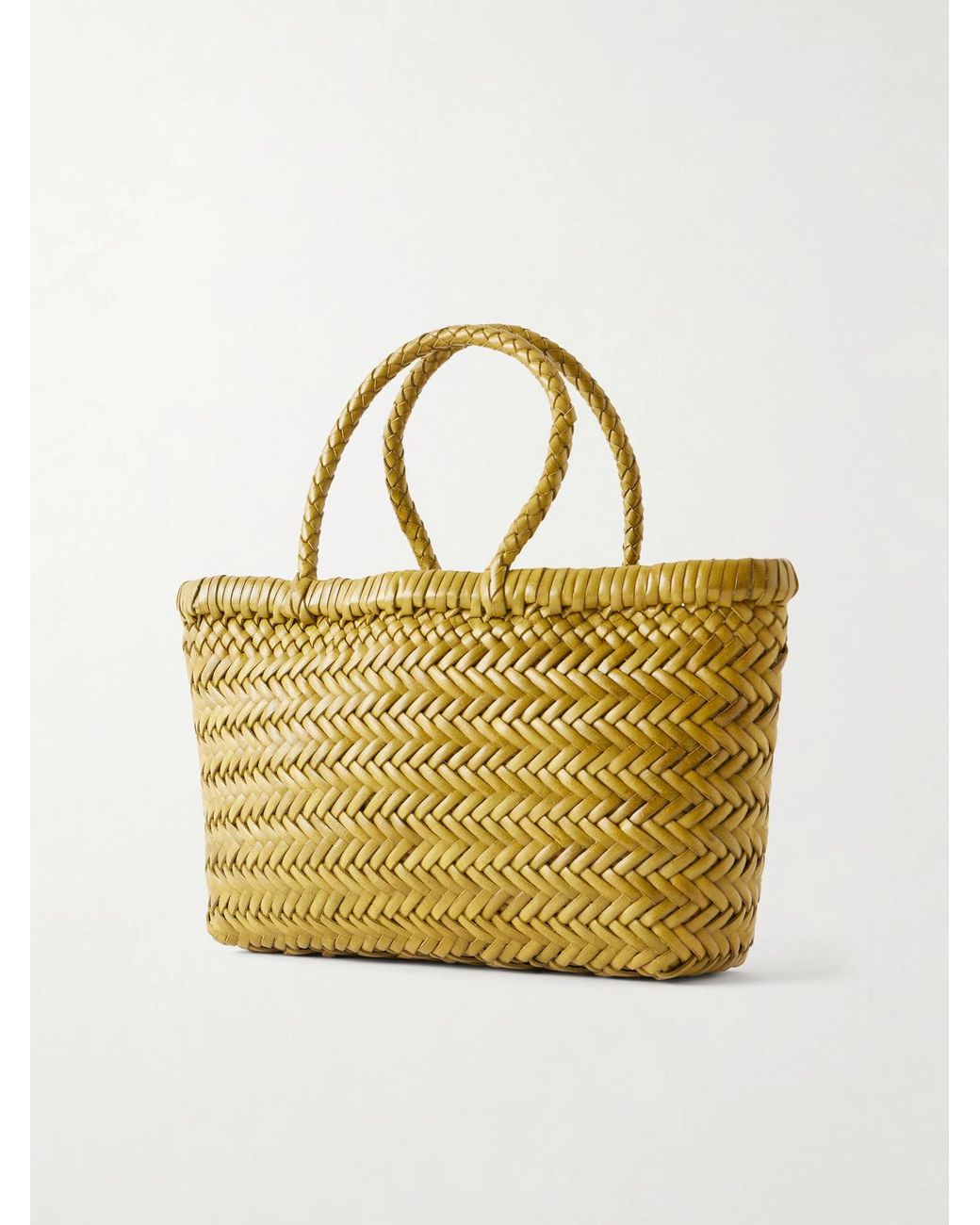 Dragon Diffusion Metallic Gora Mini Woven Leather Tote