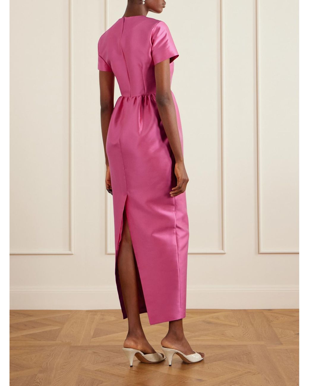 BERNADETTE Pink Lexi Silk-Blend Gown