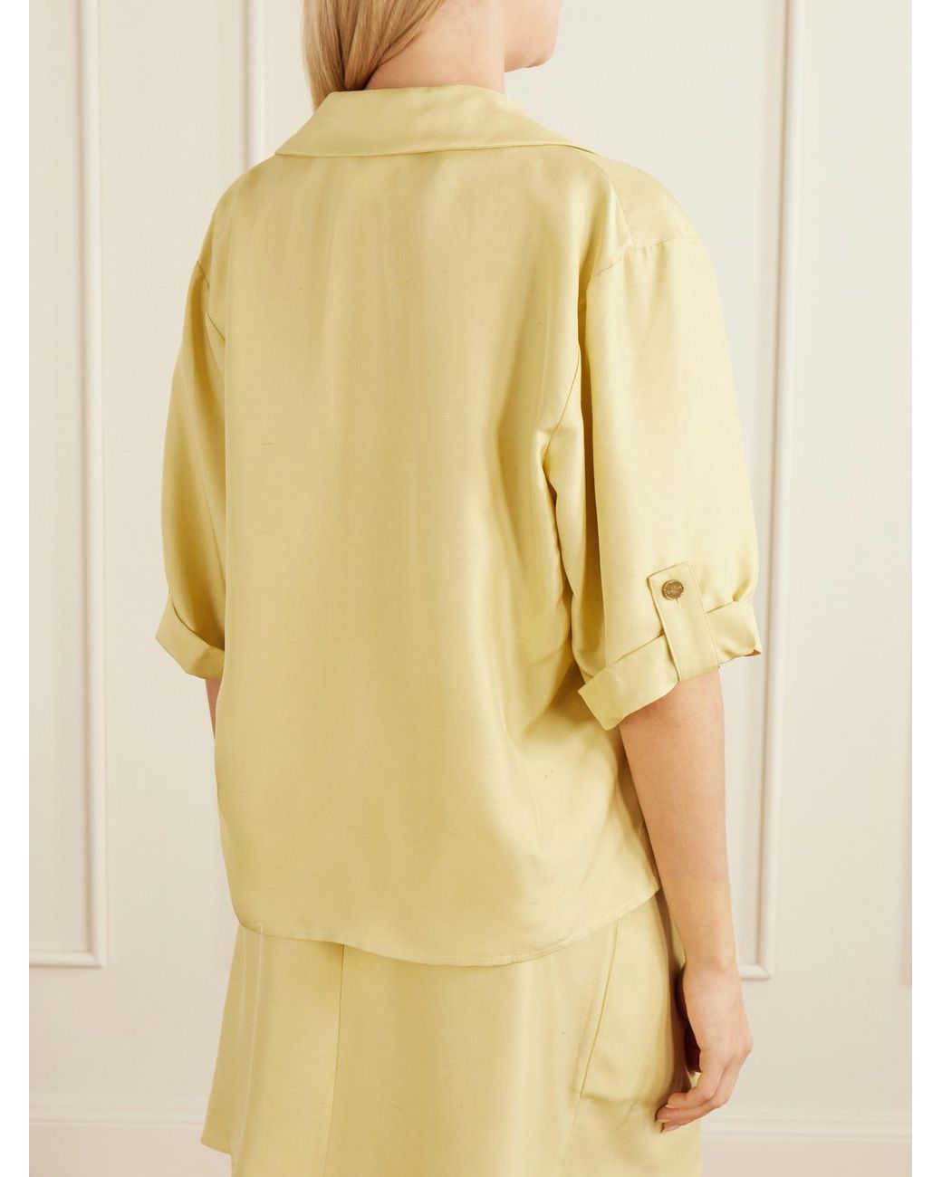 LeKasha Yellow Abnus Cropped Silk Shirt