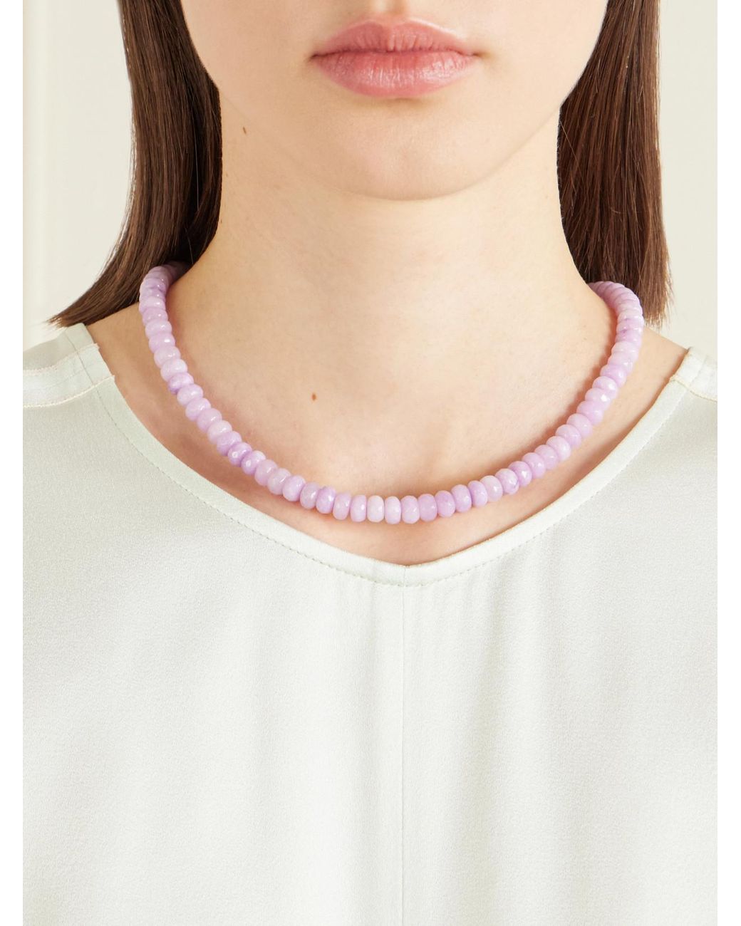 Jennifer Behr White Rora-Tone Jade Necklace
